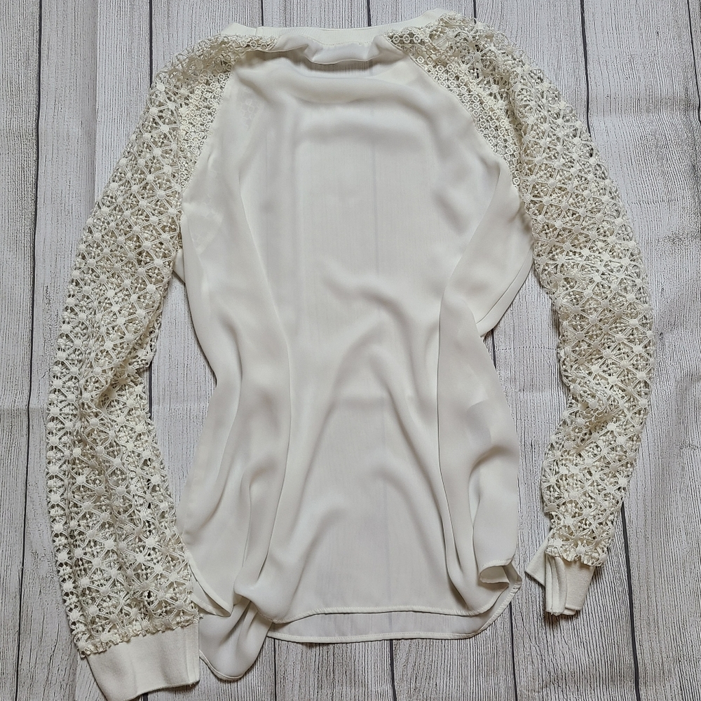 Loft White Silky Blouse Size Medium